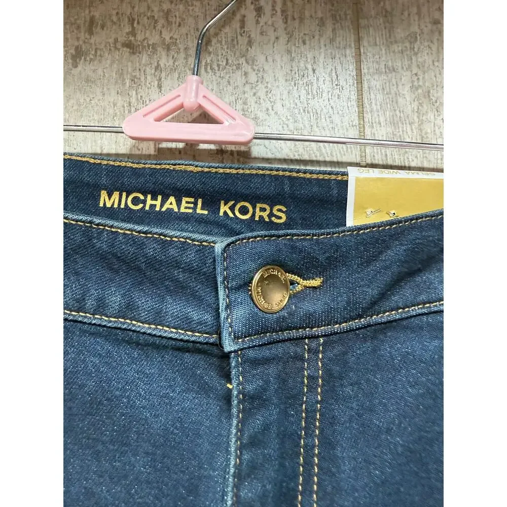 Michael Kors Selma Wide Leg Jeans Women’s 8 Overdyed Indigo Dark Wash NWT $125